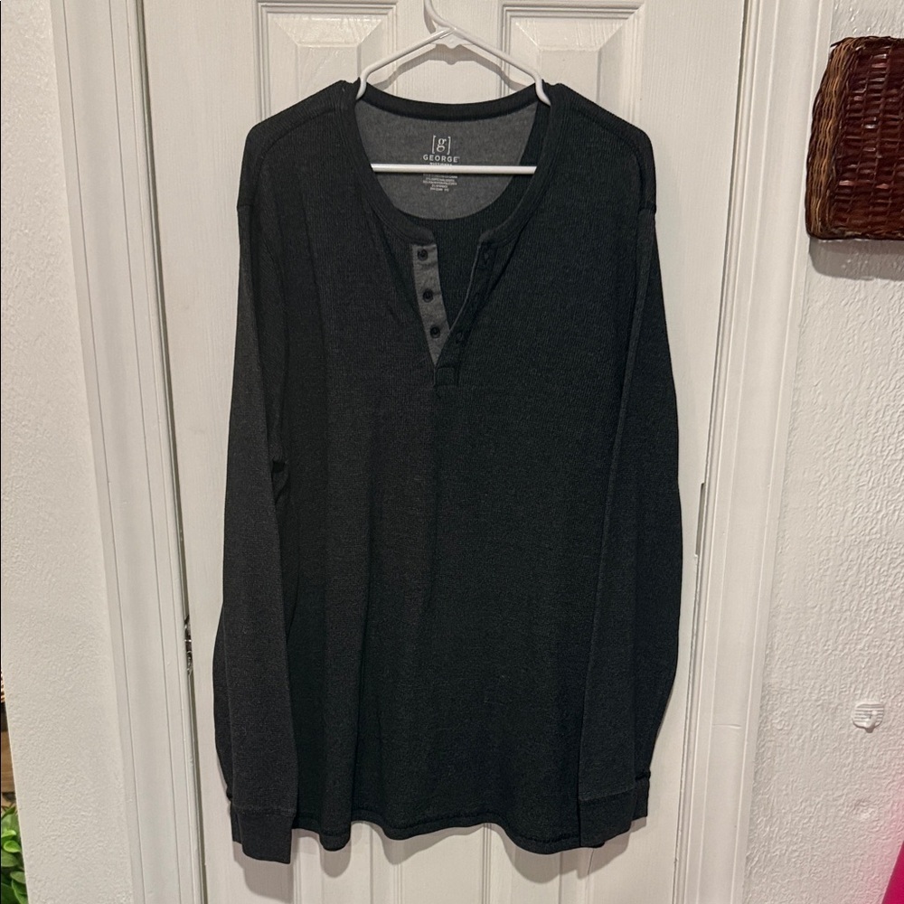 George Men's Dark Gray Long Sleeve Henley